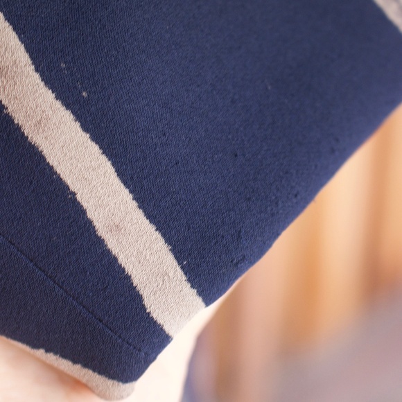 Catherine Bacon 100% Silk Blue & White Stripe Double Collar High Low Blouse XS - Picture 17 of 17